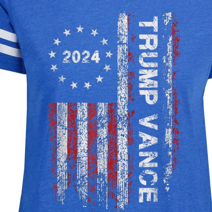 Trump Vance 2024 Usa Flag Patriotic Clothing Enza Ladies Jersey Football T-Shirt