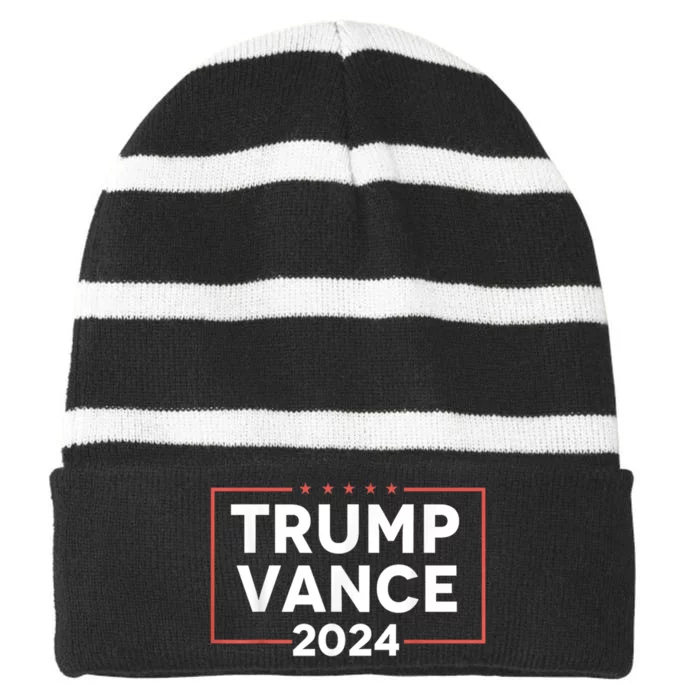 Trump Vance 2024 Retro Stripe Trump Jd Vance Striped Beanie with Solid Band