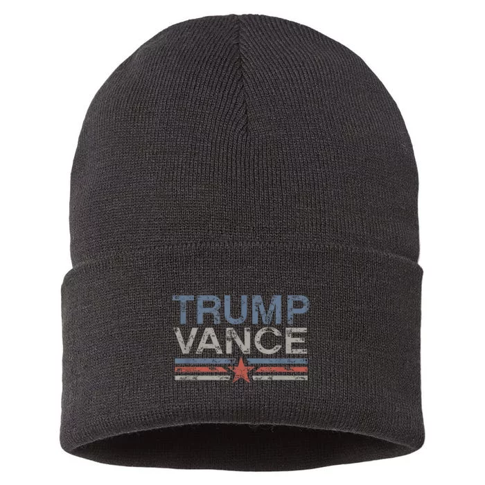 Trump Vance 2024 Retro Stripe Trump Jd Vance Sustainable Knit Beanie