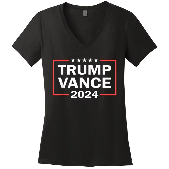 Trump Vance 2024 Retro Stripe Trump Jd Vance Women's V-Neck T-Shirt