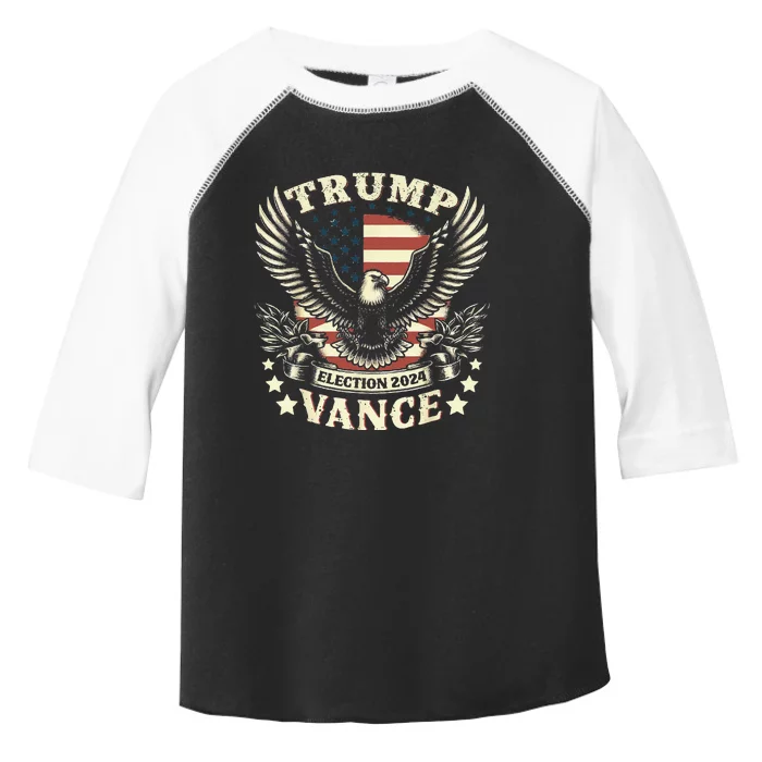 Trump Vance 2024 Vote Trump Retro Vintage Usa Flag Patriotic Gift Toddler Fine Jersey T-Shirt