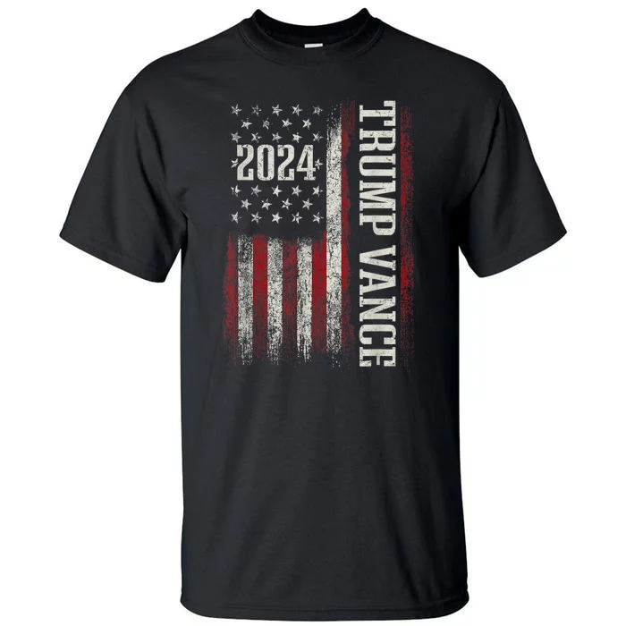 Trump Vance 2024 Us Flag Vintage Election President 2024 Tall T-Shirt