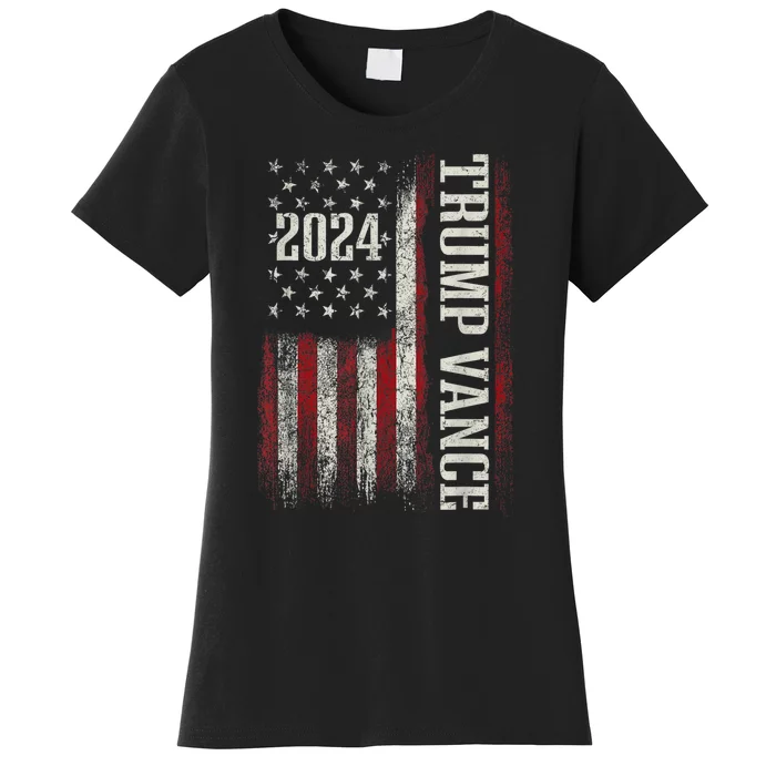 Trump Vance 2024 Us Flag Vintage Election President 2024 Women's T-Shirt