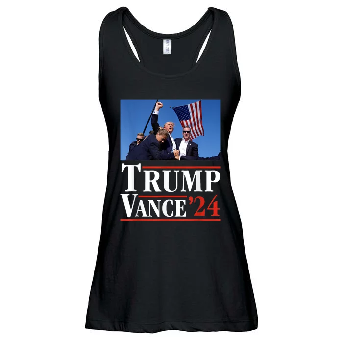 Trump Vance 2024 Donald Trump Shot Usa Election Rally Ladies Essential Flowy Tank