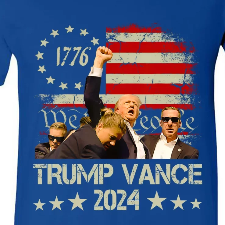 Trump Vance 2024 Retro Stripe Trump Jd Vance Gift V-Neck T-Shirt