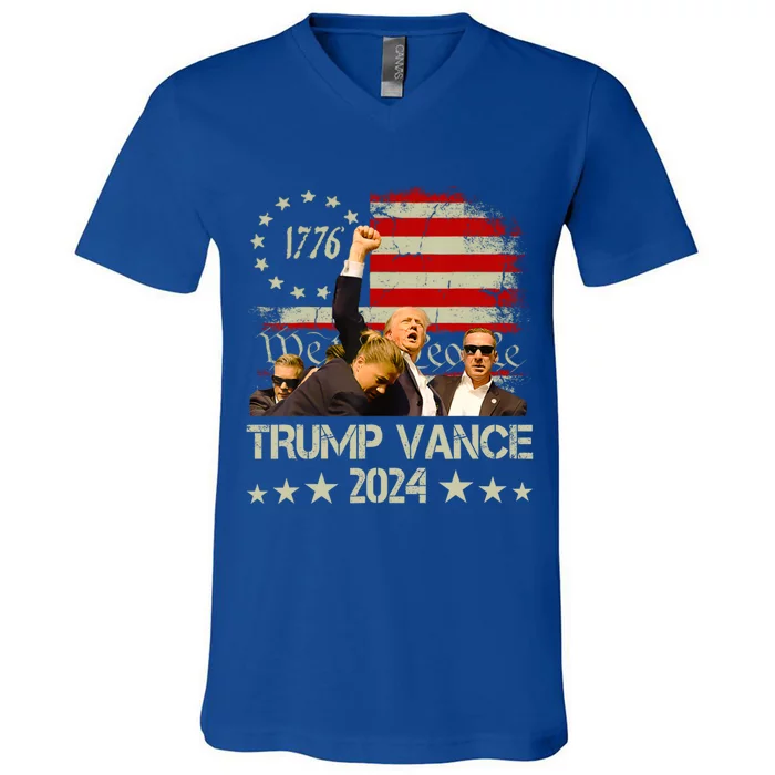 Trump Vance 2024 Retro Stripe Trump Jd Vance Gift V-Neck T-Shirt