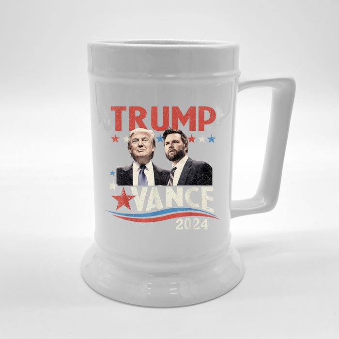 Trump Vance 2024 Retro Stripe Trump Jd Vance Front & Back Beer Stein