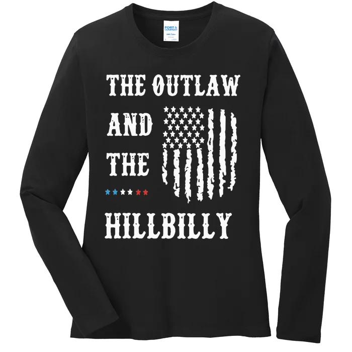 Trump Vance 2024 Donald Trump J.D. Vance Outlaw & Hillbilly Ladies Long Sleeve Shirt