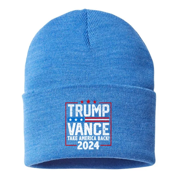 Trump Vance 2024 America Back Campaign Design Gift Sustainable Knit Beanie