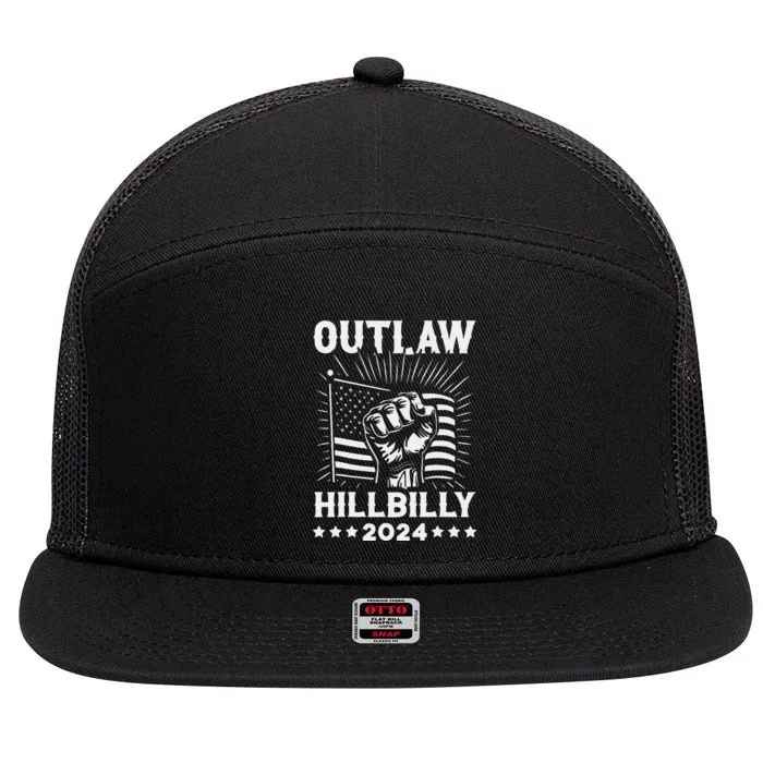 Trump Vance 2024 Donald Trump J.D. Vance Outlaw Hillbilly Gift 7 Panel Mesh Trucker Snapback Hat