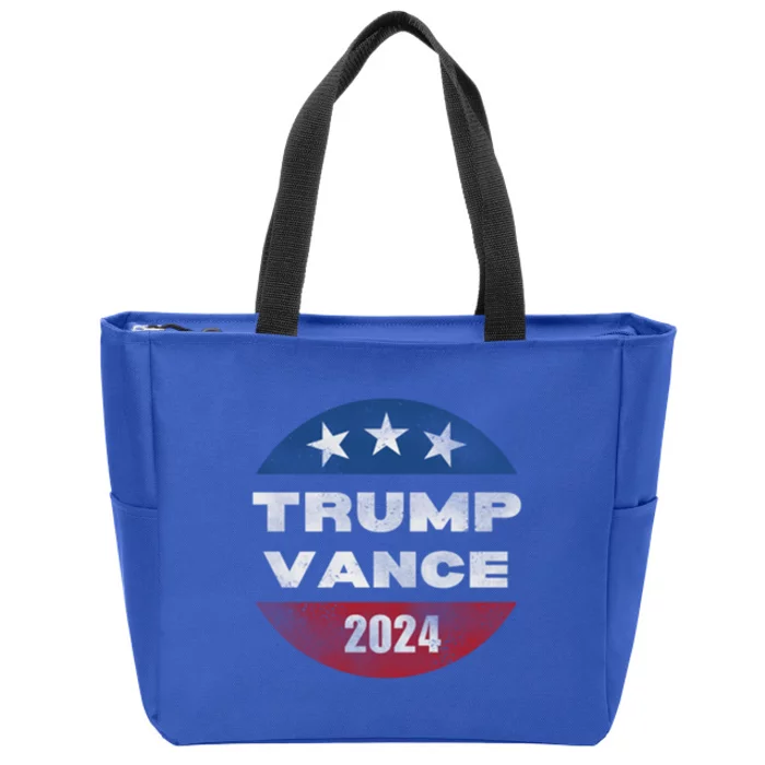 Trump Vance 2024 Retro Vintage Political Button Front + Back Gift Zip Tote Bag