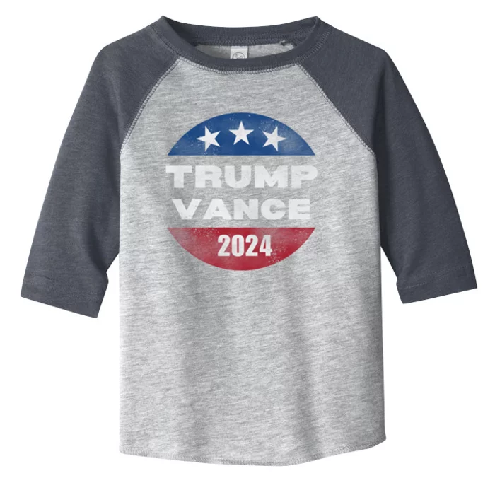 Trump Vance 2024 Retro Vintage Political Button Front + Back Gift Toddler Fine Jersey T-Shirt