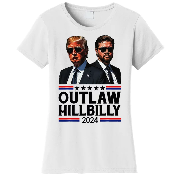 Trump Vance 2024 Outlaw Hillbilly Us Flag Vintage Elections Women's T-Shirt