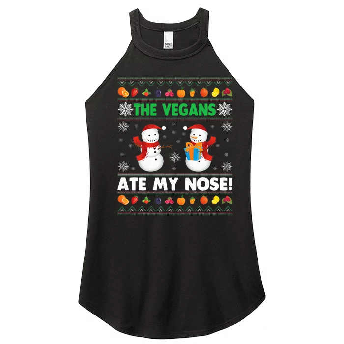 The Vegans Ate My Nose Ugly Christmas Sweater Design Women’s Perfect Tri Rocker Tank