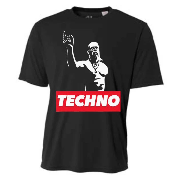 Techno Viking Art For Raver Dj Hard Techno Party Festival Cooling Performance Crew T-Shirt