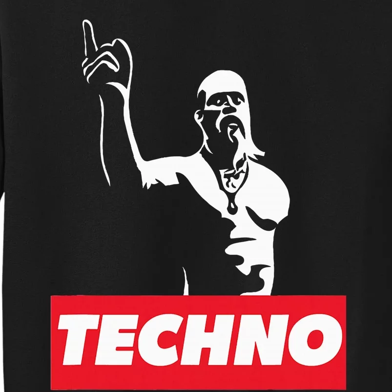 Techno Viking Art For Raver Dj Hard Techno Party Festival Tall Sweatshirt