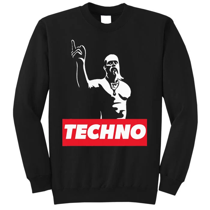 Techno Viking Art For Raver Dj Hard Techno Party Festival Tall Sweatshirt