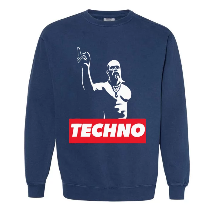 Techno Viking Art For Raver Dj Hard Techno Party Festival Garment-Dyed Sweatshirt