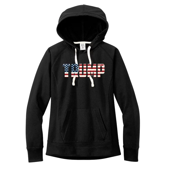 Trump Vintage American Flag Pro Usa Merica Supporter Gift Women's Fleece Hoodie