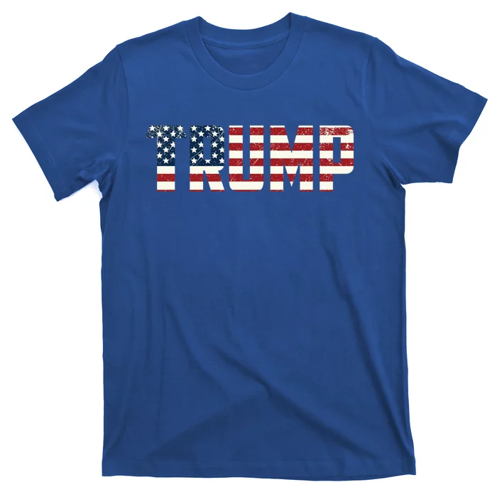 Trump Vintage American Flag Pro Usa Merica Supporter Gift T-Shirt