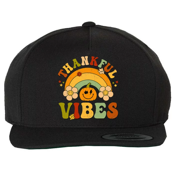 Thankful Vibes Autumn Pumpkin Harvest Festive Wool Snapback Cap