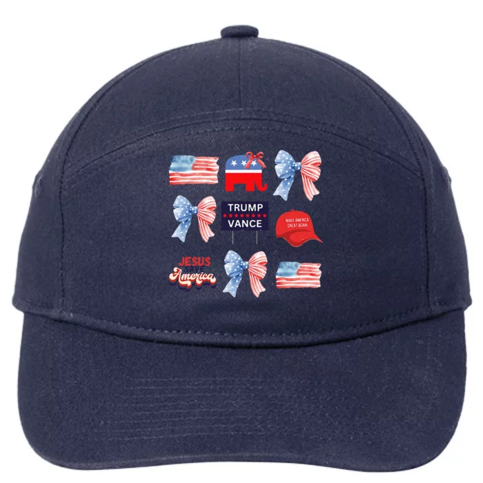 Trump Vance Bow Coquette Vote Presidential 2024 Election 7-Panel Snapback Hat