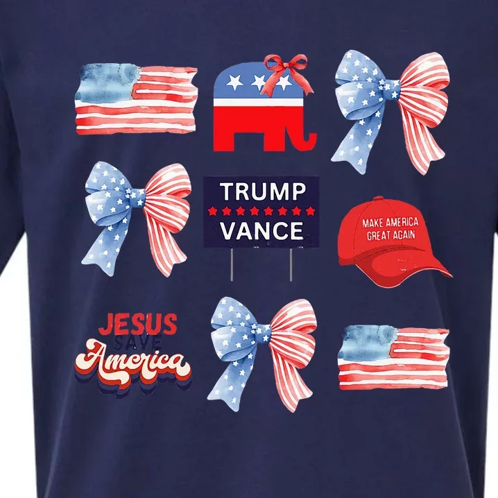 Trump Vance Bow Coquette Vote Presidential 2024 Election Sueded Cloud Jersey T-Shirt