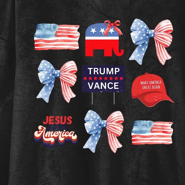 Trump Vance Bow Coquette Vote Presidential 2024 Election Hooded Wearable Blanket