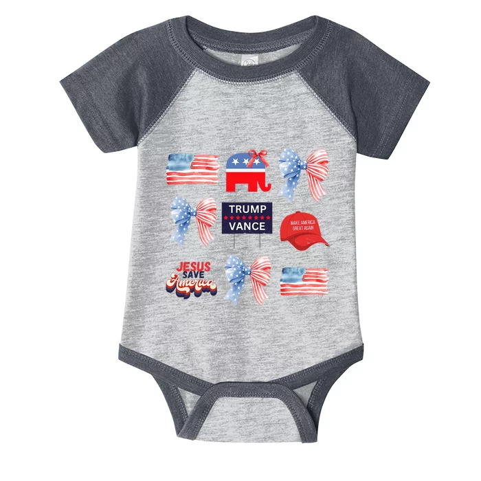 Trump Vance Bow Coquette Vote Presidential 2024 Election Infant Baby Jersey Bodysuit