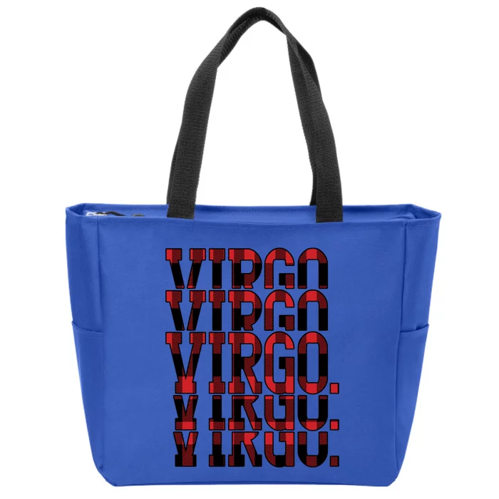 Team Virgo Birthday August September Buffalo Plaid Funny Gift Zip Tote Bag