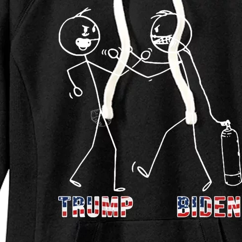 Trump Vs Biden Funny Debate Stickfigure Women's Fleece Hoodie