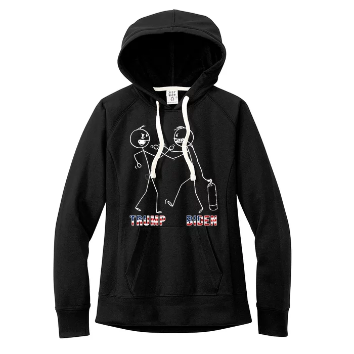 Trump Vs Biden Funny Debate Stickfigure Women's Fleece Hoodie