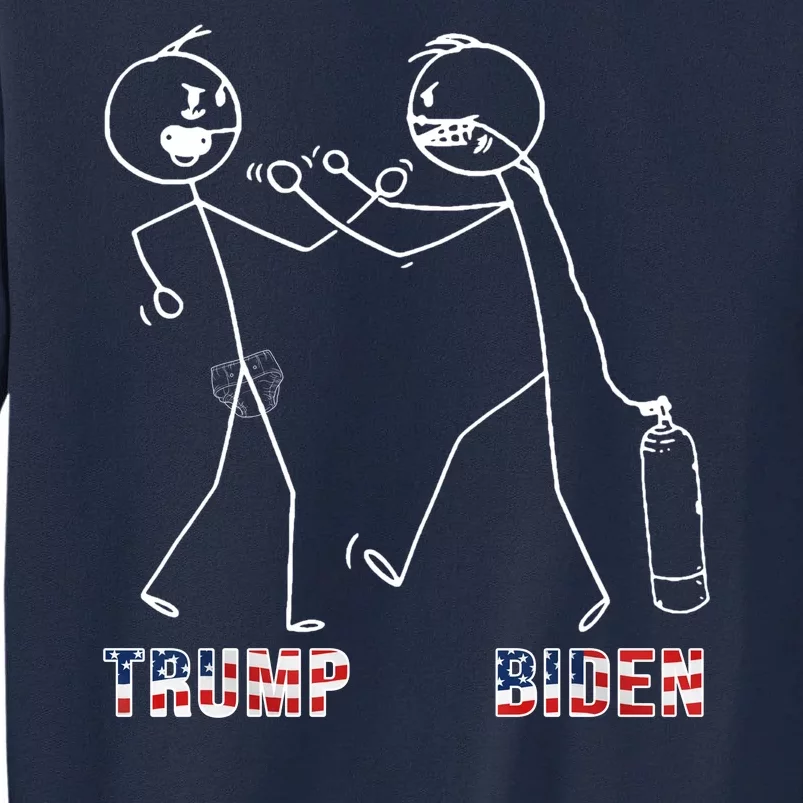 Trump Vs Biden Funny Debate Stickfigure Tall Sweatshirt