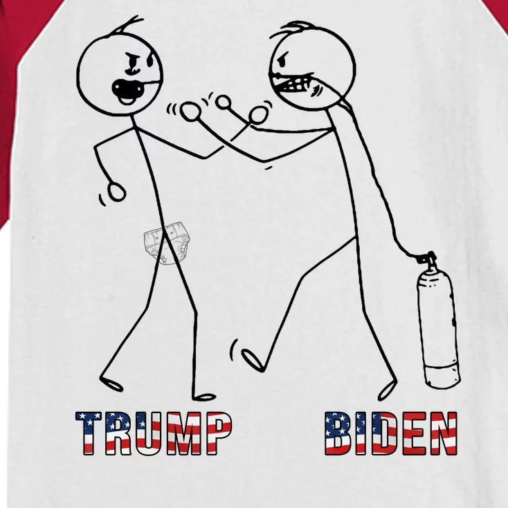 Trump Vs Biden Funny Debate Stickfigure Kids Colorblock Raglan Jersey