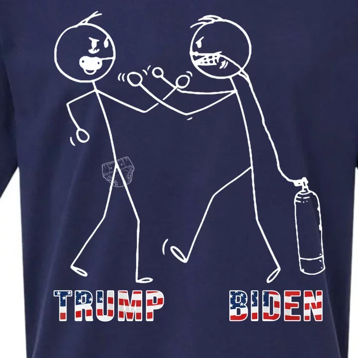 Trump Vs Biden Funny Debate Stickfigure Sueded Cloud Jersey T-Shirt