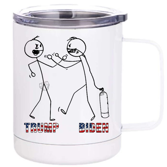 Trump Vs Biden Funny Debate Stickfigure Front & Back 12oz Stainless Steel Tumbler Cup