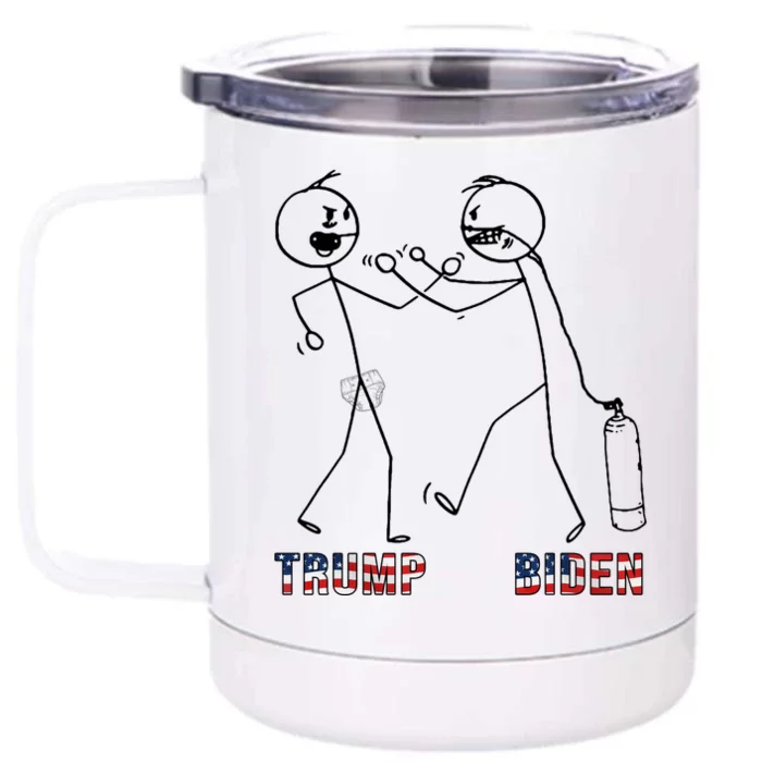 Trump Vs Biden Funny Debate Stickfigure Front & Back 12oz Stainless Steel Tumbler Cup