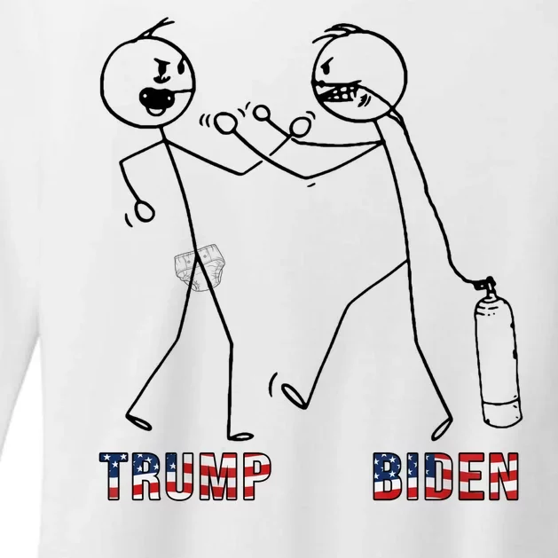 Trump Vs Biden Funny Debate Stickfigure Womens CVC Long Sleeve Shirt