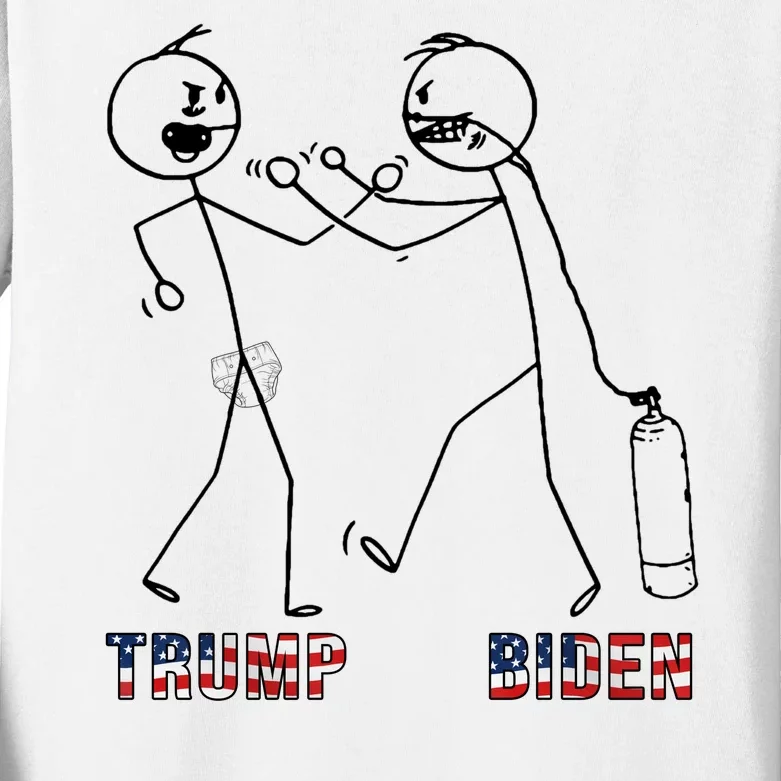 Trump Vs Biden Funny Debate Stickfigure Kids Long Sleeve Shirt