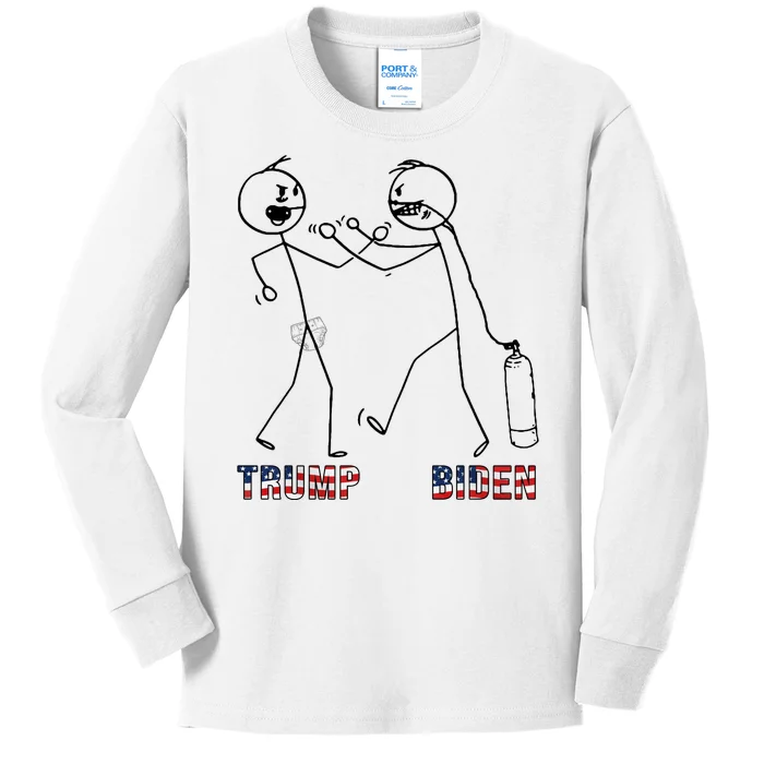 Trump Vs Biden Funny Debate Stickfigure Kids Long Sleeve Shirt