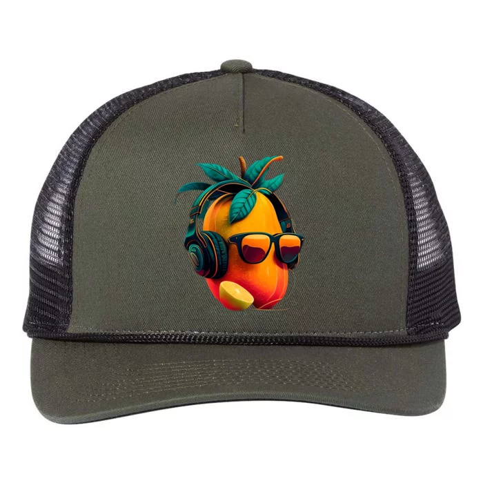 Tropical Vibes Chill Mango DJ Summer Music Style Retro Rope Trucker Hat Cap