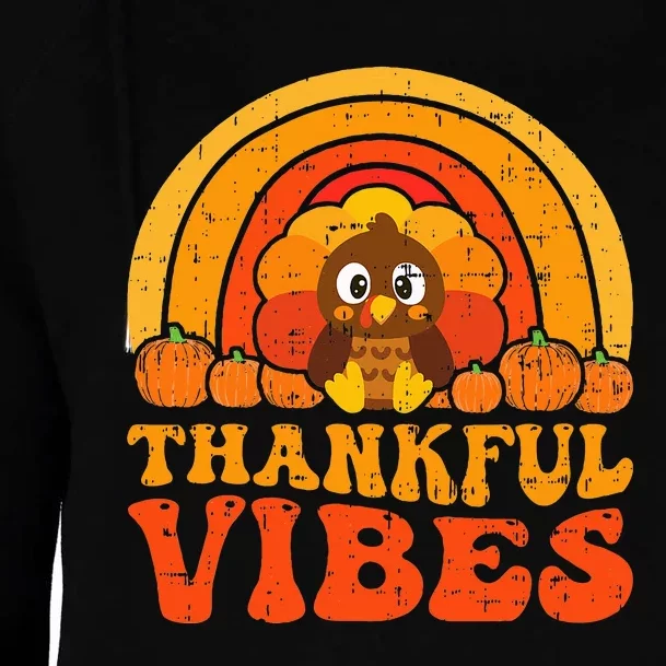 Thankful Vibes Cute Little Pilgrim Gift Thanksgiving Womens Funnel Neck Pullover Hood