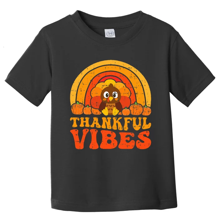 Thankful Vibes Cute Little Pilgrim Gift Thanksgiving Toddler T-Shirt