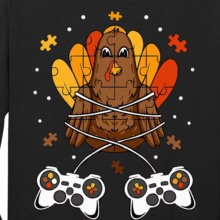 Turkey VideoGame Controller Thanksgiving Day Funny Gamer Long Sleeve Shirt