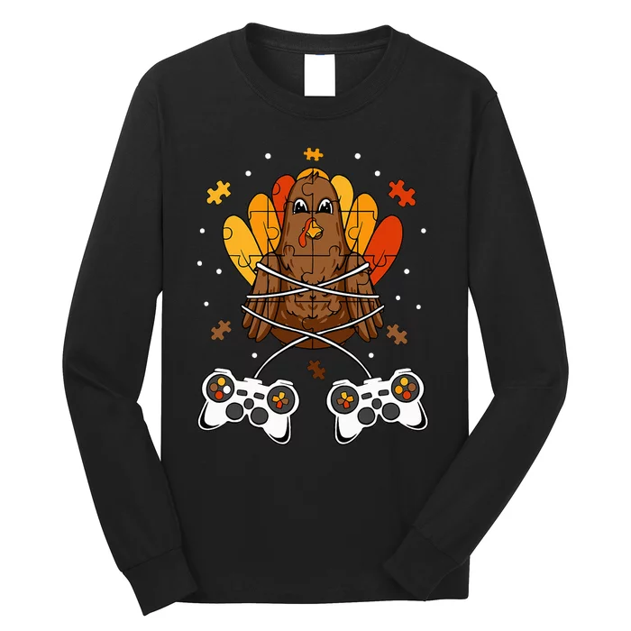 Turkey VideoGame Controller Thanksgiving Day Funny Gamer Long Sleeve Shirt