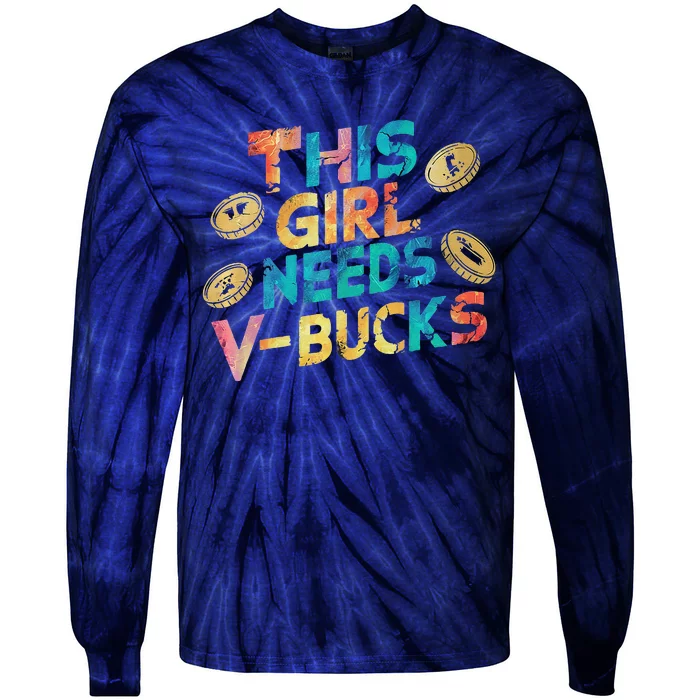 Thisneeds Vbucks Cool Gaming Graphic Design Premium Tie-Dye Long Sleeve Shirt