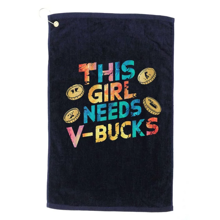 Thisneeds Vbucks Cool Gaming Graphic Design Premium Platinum Collection Golf Towel