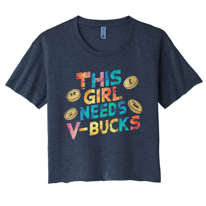 Thisneeds Vbucks Cool Gaming Graphic Design Premium Women's Crop Top Tee