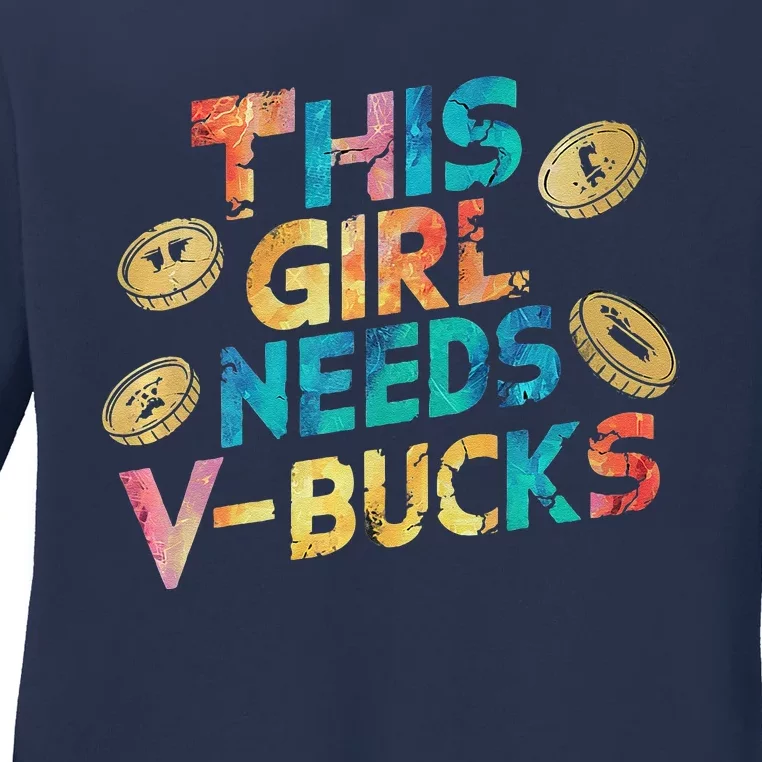 Thisneeds Vbucks Cool Gaming Graphic Design Premium Ladies Long Sleeve Shirt