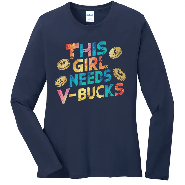 Thisneeds Vbucks Cool Gaming Graphic Design Premium Ladies Long Sleeve Shirt